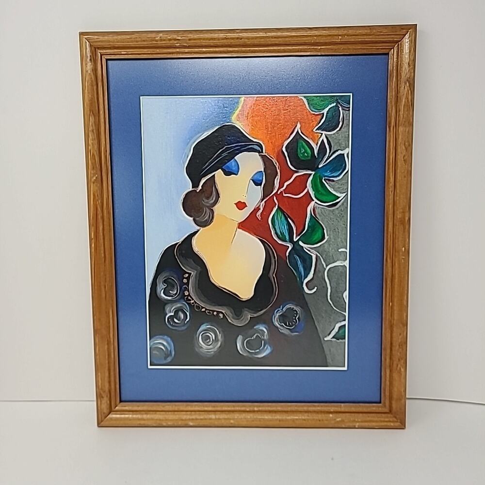 Itzchak Tarkay Blue Room Serigraph 22/23 11x8" Framed 12.5" X 15.5"